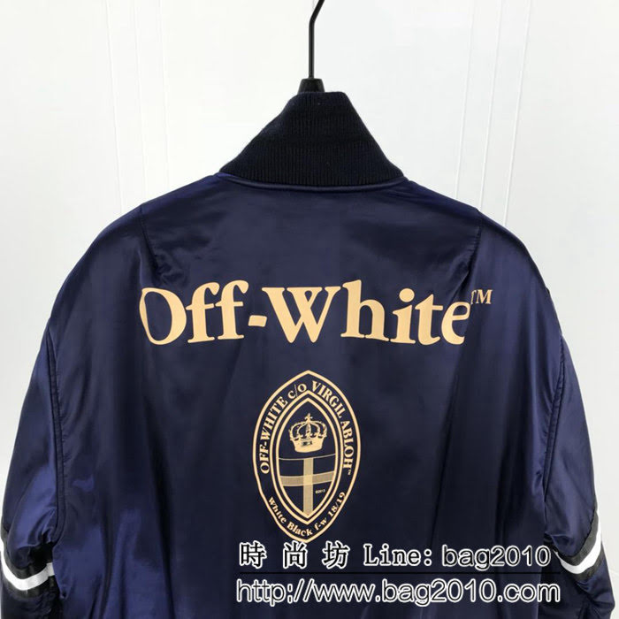 OFF-white 18FW新款 藍色飛行員棉服夾克 時尚百搭外套 男女同款 ydi1590